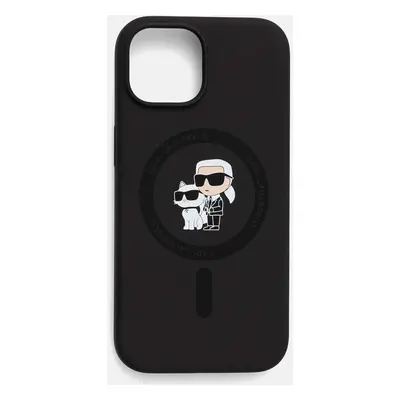 Obal na telefon Karl Lagerfeld iPhone 15 / 14 / 13 6.1 černá barva, KLHMP15SSCMKCRHK