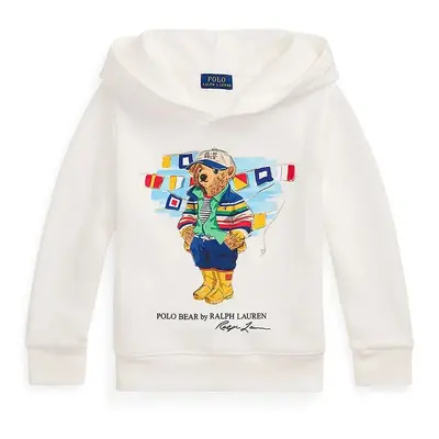 Dětská mikina Polo Ralph Lauren bílá barva, s kapucí, s potiskem, 322974848001