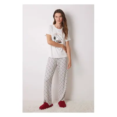 Bavlněné pyžamo women'secret SNOOPY béžová barva, bavlněná, 3138625