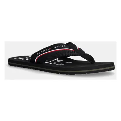 Žabky Tommy Hilfiger TOMMY HILFIGER WEB BEACH SANDAL pánské, černá barva, FM0FM05340