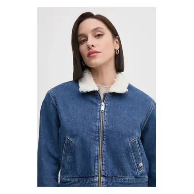 Džínová bunda Calvin Klein Jeans dámská, tmavomodrá barva, přechodná, J20J224906