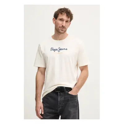 Bavlněné tričko Pepe Jeans Eggo béžová barva, s potiskem, PM508208