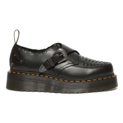 Kožené polobotky Dr. Martens Ramsey Quad Monk dámské, černá barva, na platformě, DM31680001