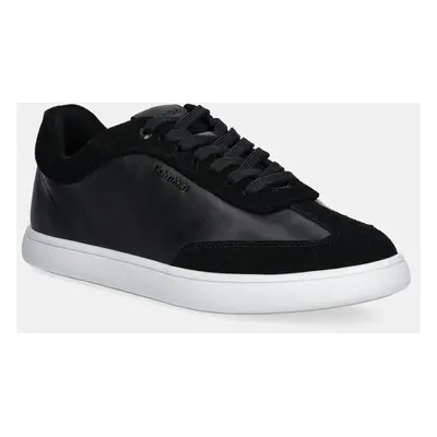 Kožené sneakers boty Calvin Klein CUPSOLE LACE UP - LTH SUE MIX černá barva, HW0HW02435