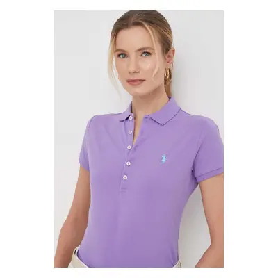 Polo tričko Ralph Lauren fialová barva, 211870245