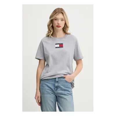 Bavlněné tričko Tommy Jeans šedá barva, DW0DW20461