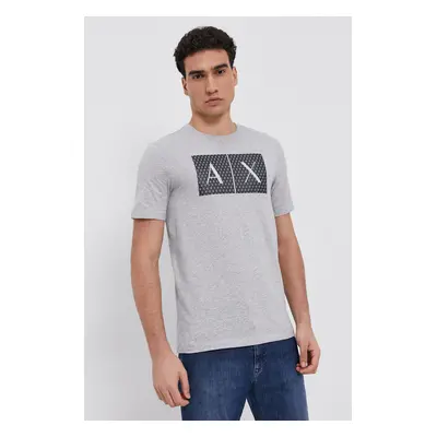 Bavlněné tričko Armani Exchange šedá barva, s potiskem, 8NZTCK Z8H4Z