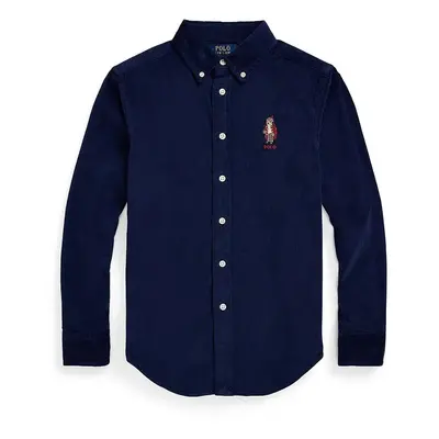 Dětská bavlněná košile Polo Ralph Lauren tmavomodrá barva, 323878882003