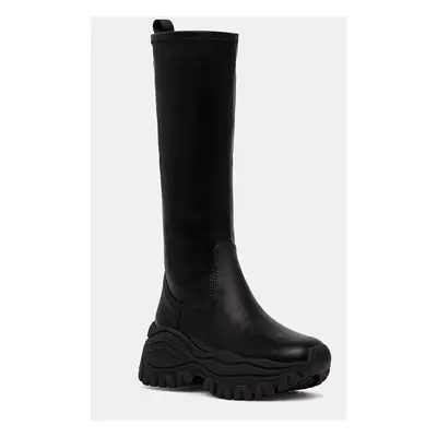 Kozačky Buffalo Lola Stretch Boot Hi dámské, černá barva, na platformě, 1220055-BLK