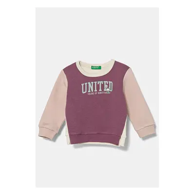 Dětská mikina United Colors of Benetton růžová barva, s potiskem, 39M2G10GM