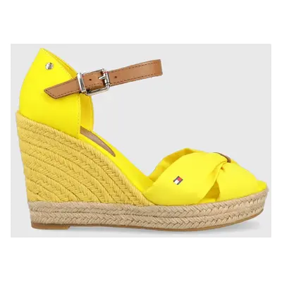 Sandály Tommy Hilfiger BASIC OPENED TOE HIGH WEDGE žlutá barva, FW0FW04784