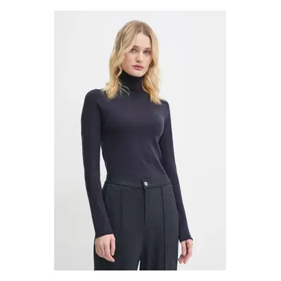 Vlněný svetr G-Star Raw dámský, modrá barva, lehký, s golfem, D25510-D847