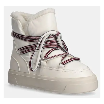 Sněhule Tommy Hilfiger SNOWBOOT MONOGRAM FAUX FUR béžová barva, FW0FW08389