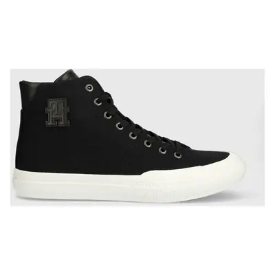 Kecky Tommy Hilfiger TH HI VULC PREMIUM BANANATEX pánské, černá barva, FM0FM04572