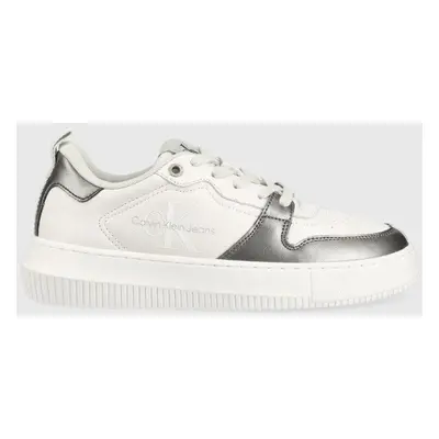 Sneakers boty Calvin Klein Jeans Chunky Cupsole Laceup Metallic bílá barva