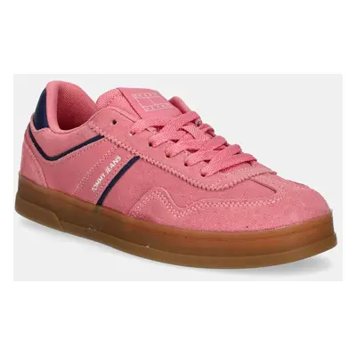 Semišové sneakers boty Tommy Jeans THE GREENWICH SUEDE růžová barva, EN0EN02696