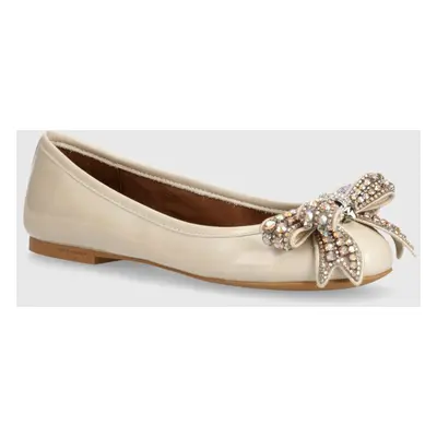 Kožené baleríny Kurt Geiger London Bow Ballerina béžová barva, 621344109