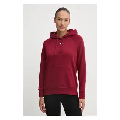 Mikina Under Armour dámská, vínová barva, s kapucí, hladká