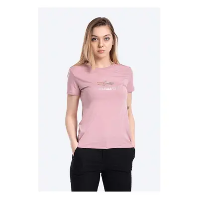 Bavlněné tričko Alpha Industries New Basic T Foil Print růžová barva, 196051FP.531-pink