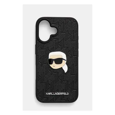 Obal na telefon Karl Lagerfeld iPhone 16 6.1 černá barva, KLHCP16SPGKLKIPK