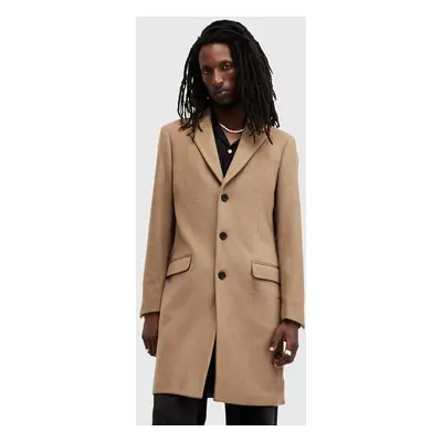 Kabát s příměsí vlny AllSaints HAL COAT béžová barva, přechodný, M005OZ