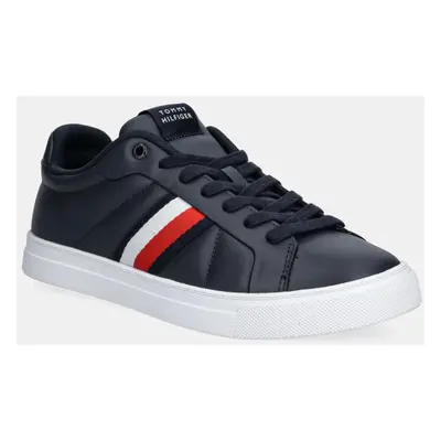 Sneakers boty Tommy Hilfiger ICON COURT LTH STRIPES tmavomodrá barva, FM0FM05163