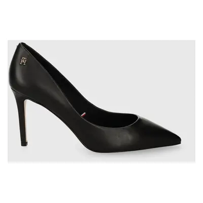 Kožené lodičky Tommy Hilfiger ESSENTIAL POINTED PUMP černá barva, FW0FW07861