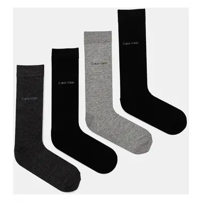 Ponožky Calvin Klein 4-pack pánské, šedá barva, 701229429