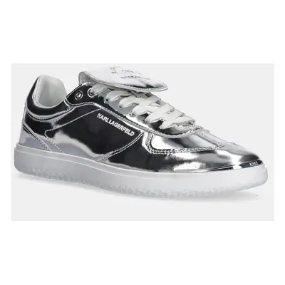 Kožené sneakers boty Karl Lagerfeld ATLAS stříbrná barva, KL63820