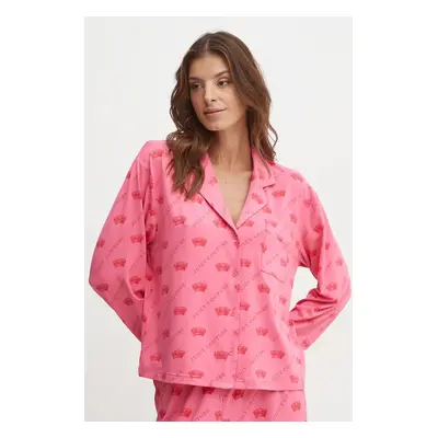 Pyžamová košile Juicy Couture ESTELLE PYJAMA TOP dámská, růžová barva, JCLPT224503