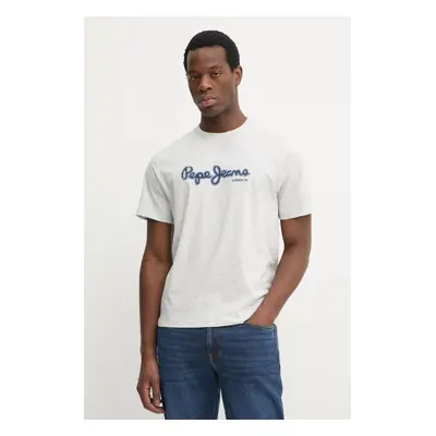 Bavlněné tričko Pepe Jeans DORIAN TEE šedá barva, s potiskem, PM509721