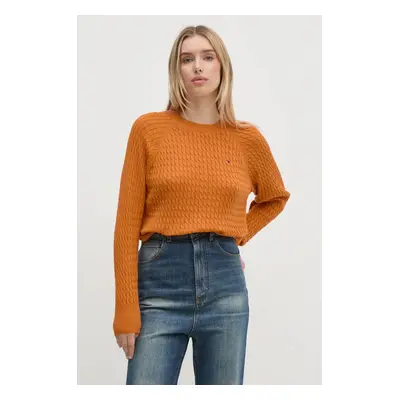 Bavlněný svetr Tommy Hilfiger oranžová barva, lehký, WW0WW41142