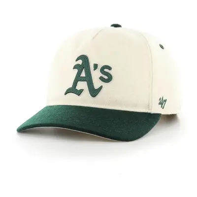 Bavlněná baseballová čepice 47 brand MLB Oakland Athletics béžová barva, s aplikací, B-CHSHT18WI