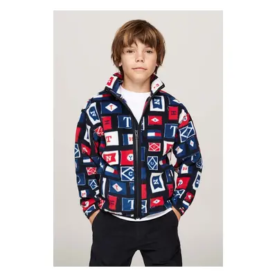 Dětská mikina Tommy Hilfiger modrá barva, vzorovaná, KB0KB09378