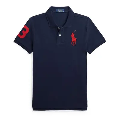 Dětská bavlněná polokošile Polo Ralph Lauren tmavomodrá barva, s potiskem, 323708861113