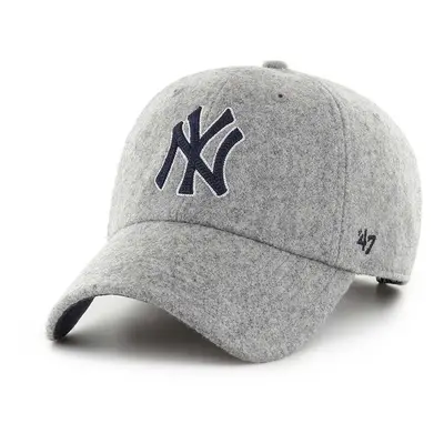 Čepice s vlněnou směsí 47 brand MLB New York Yankees šedá barva, s aplikací, B-CHSCU17WIS-GY