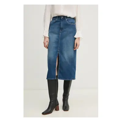 Džínová sukně Pepe Jeans MIDI SKIRT HW modrá barva, midi, pouzdrová, PL901186IA0