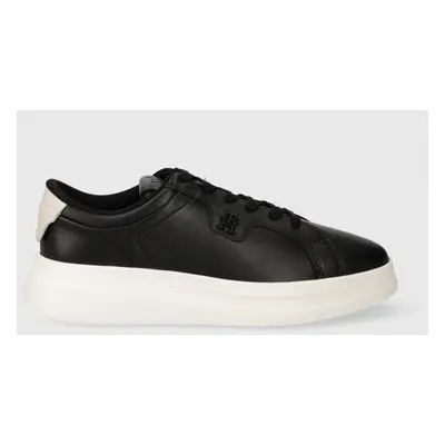 Kožené sneakers boty Tommy Hilfiger POINTY COURT SNEAKER černá barva, FW0FW07460