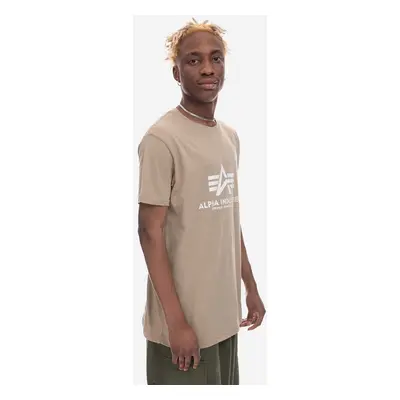 Bavlněné tričko Alpha Industries Basic T-Shirt béžová barva, s potiskem, 100501.679-beige