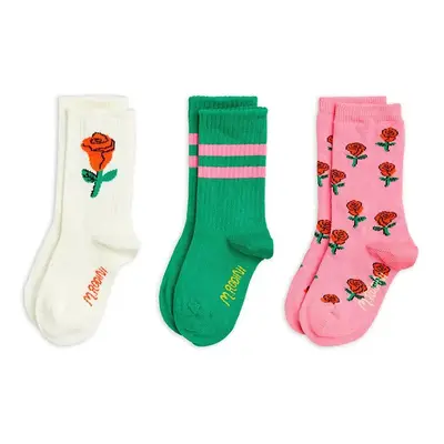 Dětské ponožky Mini Rodini Roses 3-pack bílá barva, 2516010700