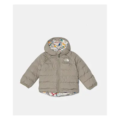 Oboustranná kojenecká bunda The North Face BABREVERSIBLE PERRITO HOODED JACKET šedá barva, NF0A8