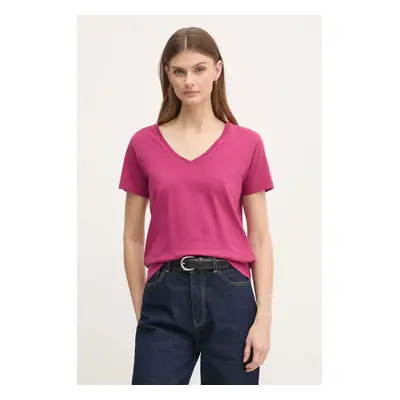 Bavlněné tričko Pepe Jeans LOLLY V-NECK růžová barva, PL505999