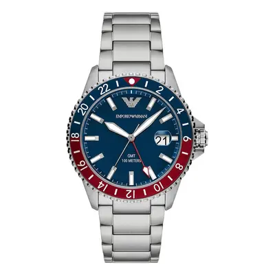 Hodinky Emporio Armani Diver GMT stříbrná barva, AR11590