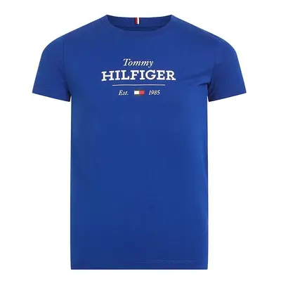 Dětské bavlněné tričko Tommy Hilfiger fialová barva, s potiskem, KB0KB09356