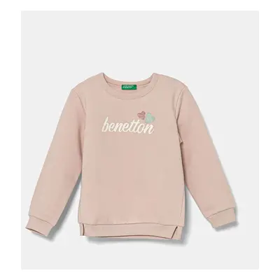 Dětská mikina United Colors of Benetton růžová barva, s potiskem, 39M2G10GM