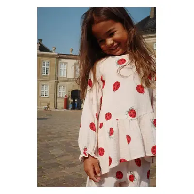 Dětská bavlněná halenka Konges Sløjd COCO LADYBUG BLOUSE GOTS béžová barva, vzorovaná, KS102212