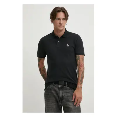 Bavlněné polo tričko Abercrombie & Fitch černá barva, KI124-4374