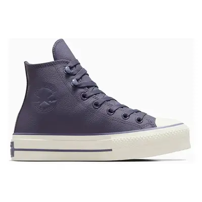 Kožené kecky Converse Chuck Taylor All Star Lift dámské, fialová barva, A11159C