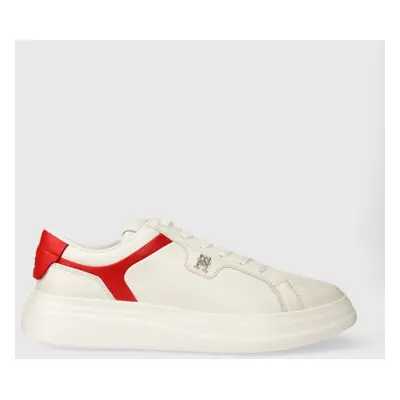 Kožené sneakers boty Tommy Hilfiger POINTY COURT SNEAKER béžová barva, FW0FW07460