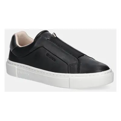 Kožené sneakers boty Calvin Klein CUPSOLE SLIP ON W/ML - LTH černá barva, HW0HW02289